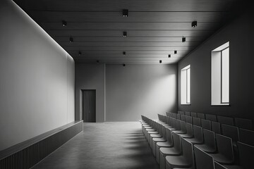 White empty large modern conference room. Generative AI. 