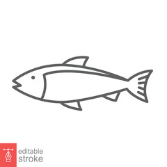 Fototapeta na wymiar Fish line icon. Simple outline style. Sea life, tuna, pisces concept for food template design. Vector illustration isolated on white background. Editable stroke EPS 10.