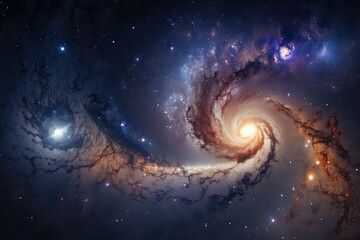 Purple cosmic galaxy shining bright in the space. Generative AI. 