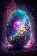 Easter Eggs Painted Cosmic Nebula Perfect for Easter AI-Generated