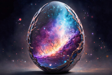 Easter Eggs Painted Cosmic Nebula Perfect for Easter AI-Generated