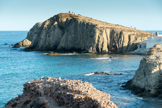 Isleta del Moro village and coast in province of Almeria Cabo de Gata-Nijar Natural Park Andalusia Spain on September 2, 2020