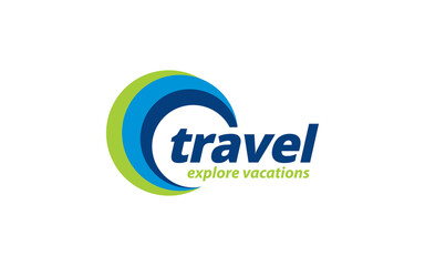 Illustration vector graphic of the tour and travel agency logo design template