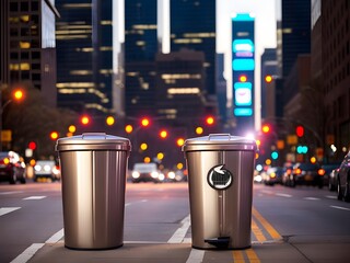 Trash bins in the city