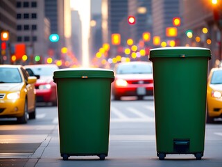 green garbage bin