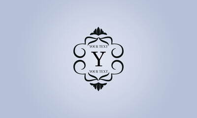 Refined logo with the letter Y in the center (sign, symbol, emblem, ornament). Modern vector monogram with space for text.