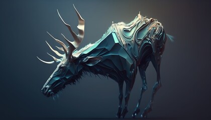 Abstract Doe, a gazelle-looking Animal wallpaper. low poly Deer background generative ai	