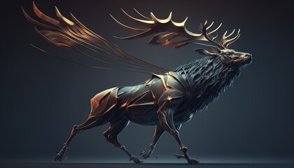 Abstract Doe, a gazelle-looking Animal wallpaper. low poly Deer background generative ai	