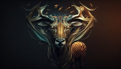 Abstract Doe, a gazelle-looking Animal wallpaper. low poly Deer background generative ai	