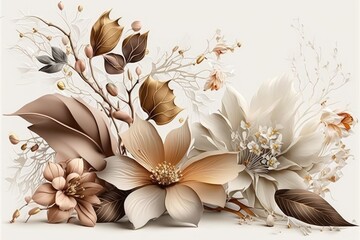 Elegant flowers sets. Isolated on white background