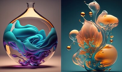  a vase with a flower inside of it and a vase with a flower inside of it.  generative ai