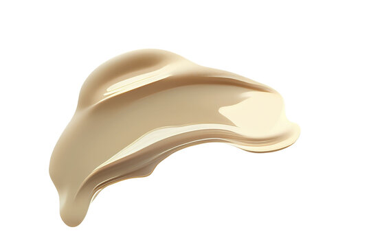 Gently Beige Cream Strokes And Texture Of Makeup Foundation Or Acrylic Paint Isolated On White Background. Transparent Png, Generative Ai