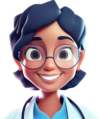 Close up portrait of cartoon smiling doctor illustration. Generative AI.