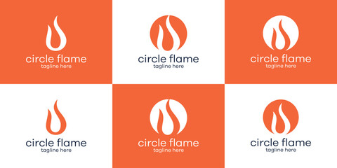 set logo flame illustration icon vector