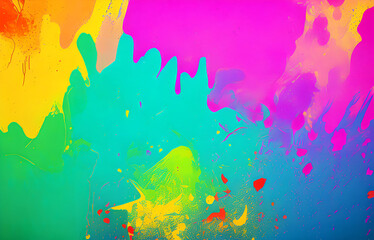 Abstract grunge art background texture with colorful paint splashes.