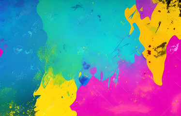 Abstract grunge art background texture with colorful paint splashes.