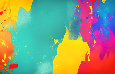 Abstract grunge art background texture with colorful paint splashes.
