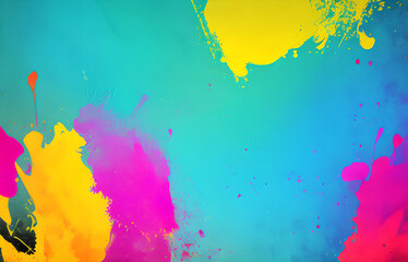 Abstract grunge art background texture with colorful paint splashes.