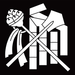 家紋です。鈴違い幣（へい）といいます。