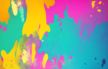 Abstract grunge art background texture with colorful paint splashes.