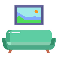 Couch and photo frame icon