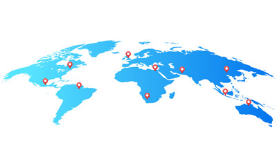 Fototapeta na wymiar Blue World Map isolated on white background. Flat Earth, Globe worldmap icon. Vector EPS 10