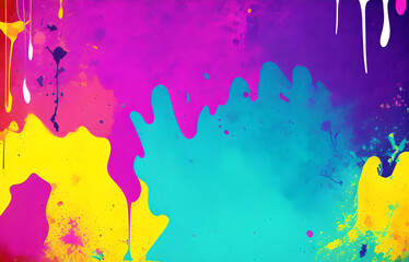 Abstract grunge art background texture with colorful paint splashes.