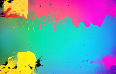 Abstract grunge art background texture with colorful paint splashes.