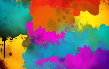 Abstract grunge art background texture with colorful paint splashes.