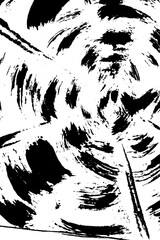 Abstract black and white vector background. Dry brush strokes template