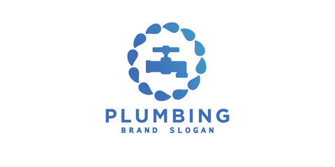 Plumbing logo with modern style premium vector