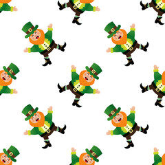 Happy Saint Patrick's Day. Laughing Leprechaun seamless pattern