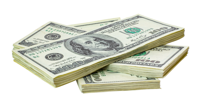 Stack of money dollar isolated. png transparent