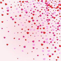 Fototapeta na wymiar Tender Heart Background Pink Vector. Love Texture Confetti. Red Happy Frame. Lilac Confetti Day Illustration. Pinkish Banner Backdrop.