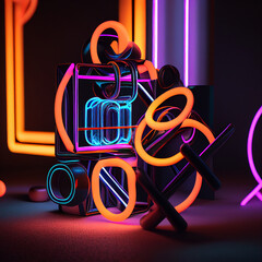 An abstract image of a neon light installation / Generative AI