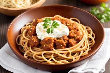 Fototapeta premium Classic Spaghetti and Meatballs Recipe: A Family Favorite
