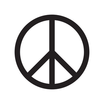 Peace Sign Icon, Peace Vector Illustration Logo. Isolated sign. Peace symbols, peace pictograms isolated on white background. International symbol of the antiwar movement of the disarmament of the wor