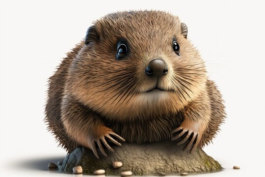 3D cute beaver clear background. Generative AI