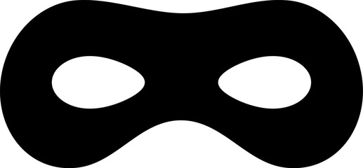 Mask superhero carnival or opera actor vector icon. Black masquerade costume with eye mask silhouette hidden burgar face. Simple design incognito theatre secret party masque clip art illustration.