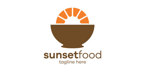 sunset and food logo vector illustration