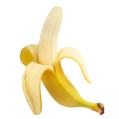 Fototapeta na wymiar Peeled banana cut out