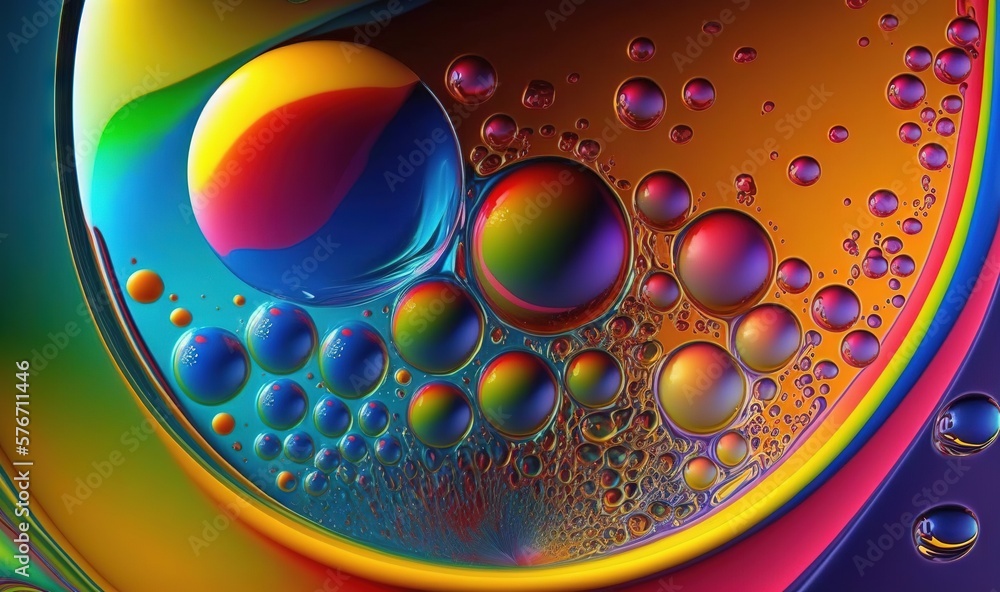 Poster a close up of a colorful background with bubbles and bubbles. generative ai