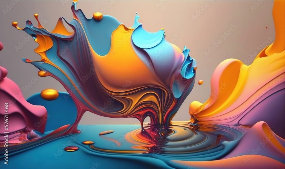 Aufkleber an abstract painting of a liquid drop with a splash of color. generative ai