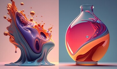  a bottle of liquid with a splash of liquid coming out of it.  generative ai