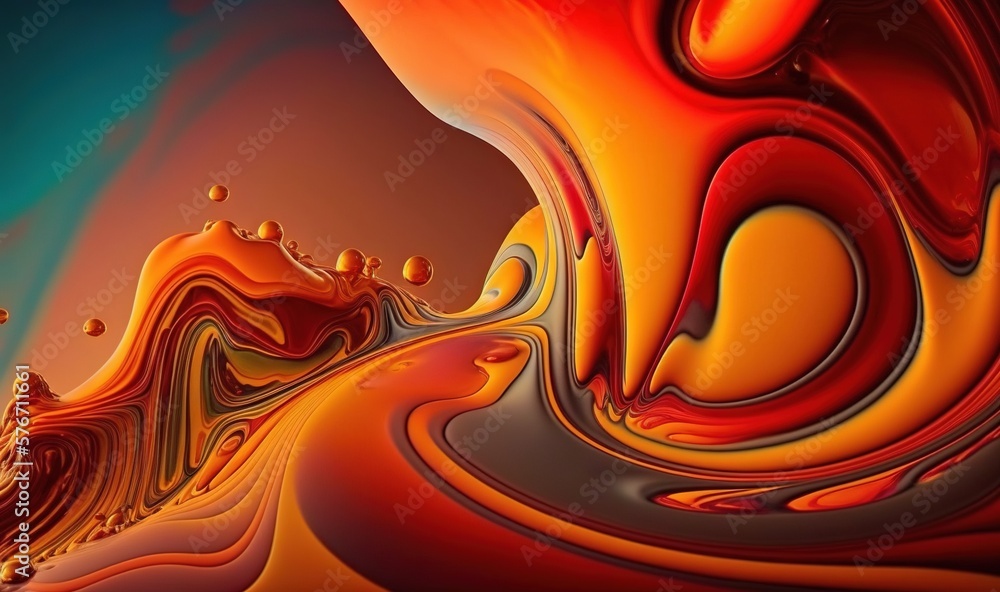 Poster a computer generated image of an orange and red liquid swirl. generative ai