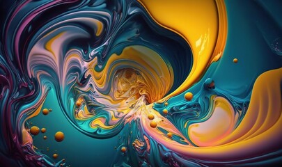  an abstract painting with blue, yellow, and purple colors.  generative ai