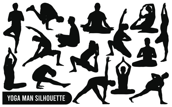Poster of different yoga poses - Yoga Art Print - Woman doing yoga