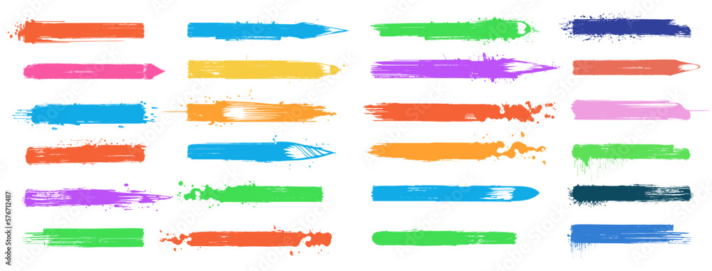 Poster highlight brush strokes is isolated on a white background. brush stain or permanent marker pen strok