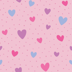 Cute seamless pattern with hearts. Hand drawn vector background. Texture for print, textile, fabric.