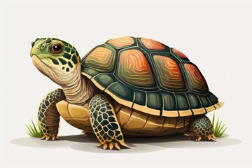Obraz premium Pet tortoise. The red eared turtle is a popular exhibit at zoos and aquariums. Generative AI